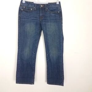 Y2K American Eagle Boy Fit Jeans Low Rise Cropped Blue 100% Cotton Size 0‎
